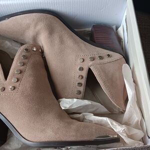Marc Fisher Studded Tan Suede Ankle Booties
